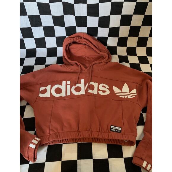 Women's ADIDAS CROPPED HOODIE Size SMALL (FH7636) NEW Sweatshirt - Picture 5 of 5